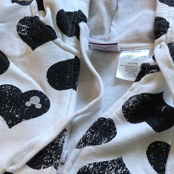 Mickey Mouse Heart Hoodie Jacket size L juniors (11/13) Disney full zip - Picture 2 of 3